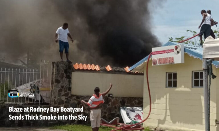 Blaze at Rodney Bay Boatyard Sends Thick Smoke into the Sky