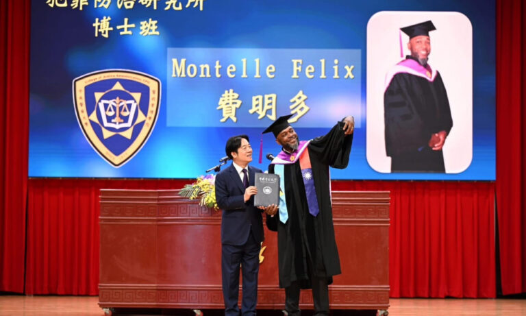 Historic Achievement: Dr. Montelle Felix Becomes First Foreign PhD Graduate in Crime Prevention at Taiwan’s Central Police University