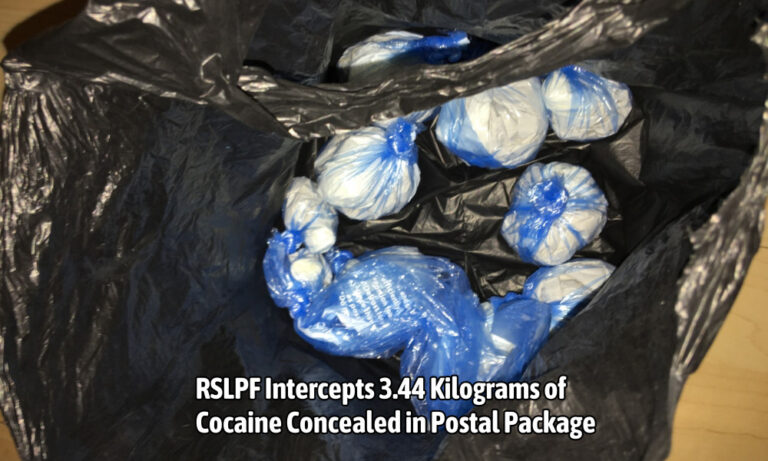 RSLPF Intercepts 3.44 Kilograms of Cocaine Concealed in Postal Package