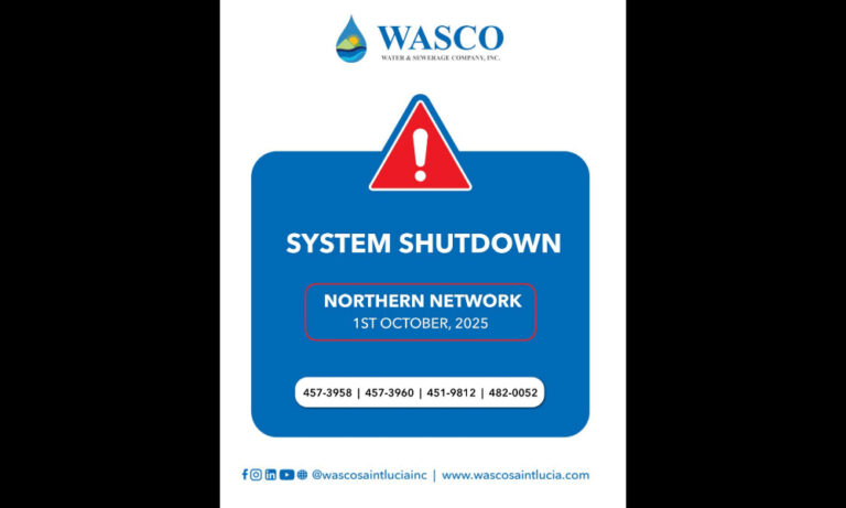 NOTICE from The Water and Sewerage Company Inc. (WASCO) 30th September, 2025.