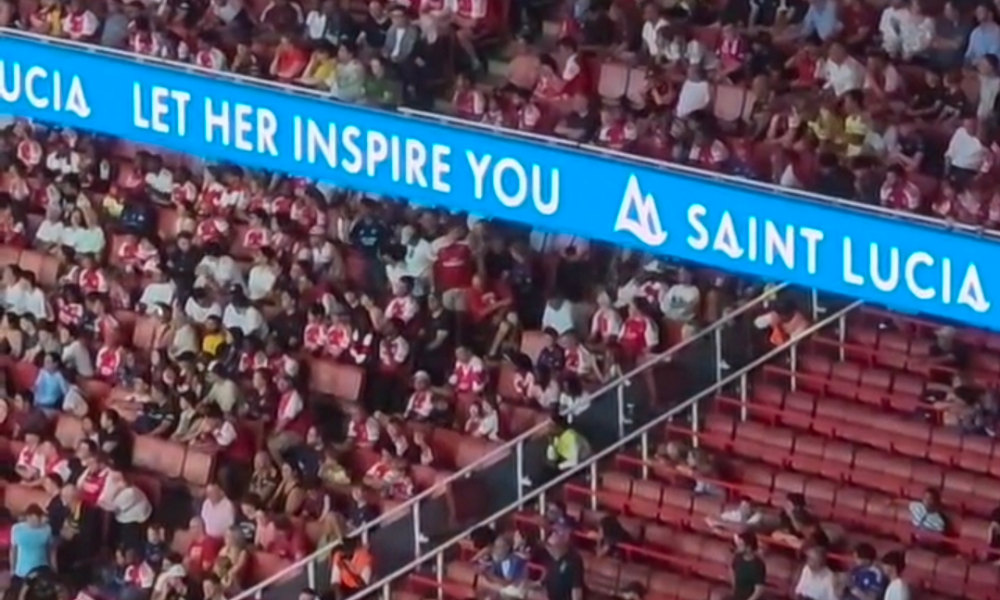 Saint Lucia Lights Up Arsenal’s Emirates Stadium Weeks After Mega Marketing Deal