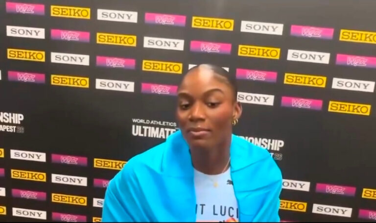 Alfred Pushes Back at Journalist After Budapest 100m
