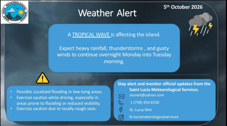 Tropical Wave Brings More Heavy Rain, Thunderstorms and Gusty Winds to Saint Lucia